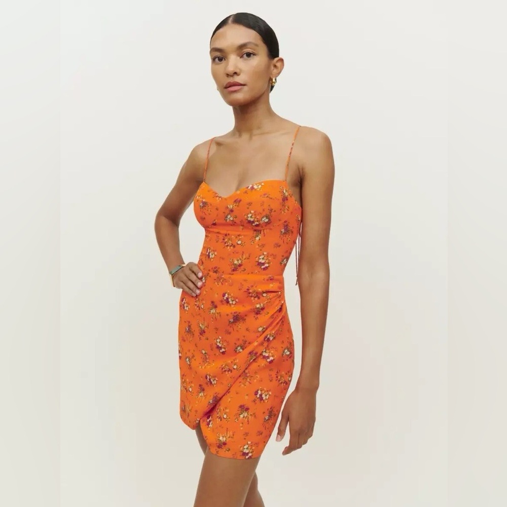 Reformation Soairse Dress in Orange Floral